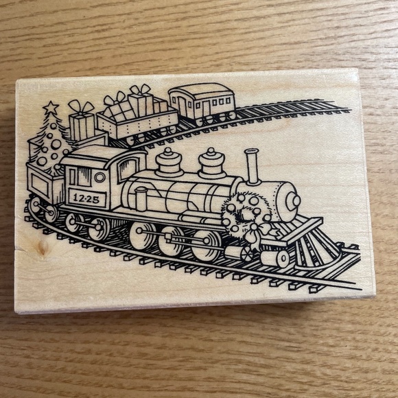 Stampendous Toy Train Rubber Stamp Christmas Train Large 5" x 3" #P202 - Picture 1 of 5